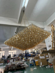 Chiaray Glass Tiered Rectangular Chandelier 74