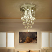 Flush Mounted Crystal Drops Chandelier Elegant Ceiling Light Fixture For Bedroom/ Living Room