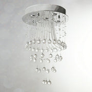 Flush Mounted Crystal Drops Chandelier Elegant Ceiling Light Fixture For Bedroom/ Living Room