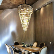Odeon Spiral Tiered/ Layered Crystal Fringe Living Room Chandelier Light