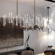 Large Candle Linear Modern Dining Room Light Fixtures, Living Room Chandeliers