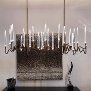 Large Candle Linear Modern Dining Room Light Fixtures, Living Room Chandeliers