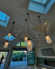 Modern Floating Pears-inspired Frosted Glass Chandelier for High-ceiling