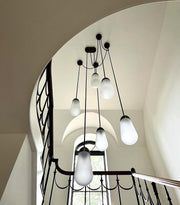 Modern Floating Pears-inspired Frosted Glass Chandelier for High-ceiling