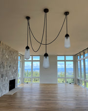 Modern Floating Pears-inspired Frosted Glass Chandelier for High-ceiling
