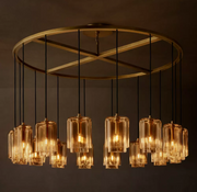 Lacour Amber/Clear Glass Round Chandelier 60