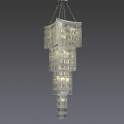 Extra Large Foyer Vertical Layers K9 Crystal Chandelier Chrome Ceiling Lighting Fixture For Staircase Entryway Decor