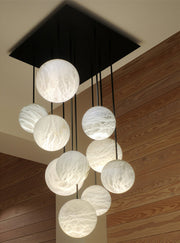Nami Alabaster Sphere Staircase Chandelier,Multi Pendant Light