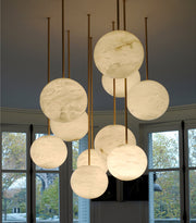 Nami Alabaster Sphere Staircase Chandelier,Multi Pendant Light