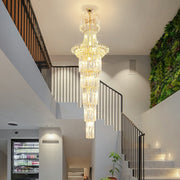 New Style Royal Large Crystal Chandelier Long Ceiling Lighting Fixture For Living Room Staircase/ Entryway