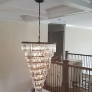Odeon Spiral Tiered/ Layered Crystal Fringe Living Room Chandelier Light