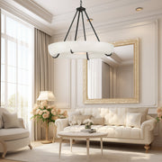 Orion Alabaster Round Modern Dining Room Light Fixtures, Living Room Chandeliers