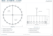 Custom Lacour Amber/Clear Glass Round Chandelier 96