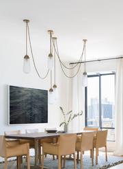 Modern Floating Pears-inspired Frosted Glass Chandelier for High-ceiling