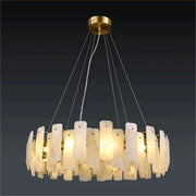Alabaster Flakes Round Modern Dining Room Light Fixtures, Living Room Chandeliers