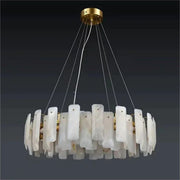Alabaster Flakes Round Modern Dining Room Light Fixtures, Living Room Chandeliers