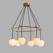 Miira Alabaster Round Modern Dining Room Light Fixtures, Living Room Chandeliers