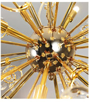 Golden Faceted Crystal Petal Dandelion Chandelier 24