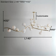 Contemporary Hand-blown Glass Globes Branch Chandelier for Dining Room Living Room and Kitchen Island