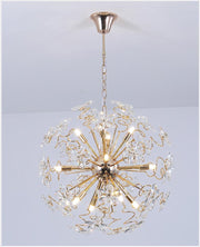Golden Faceted Crystal Petal Dandelion Chandelier 24