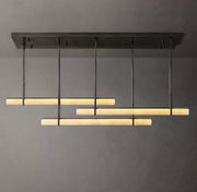 Audubon Modern Alabaster Triple Bar Linear Chandelier 60