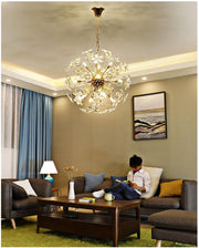 Golden Faceted Crystal Petal Dandelion Chandelier 24