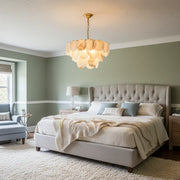 Alabaster Shell Brass Chandelier
