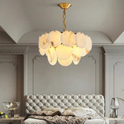 Alabaster Shell Brass Chandelier