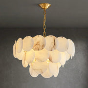 Alabaster Shell Brass Chandelier