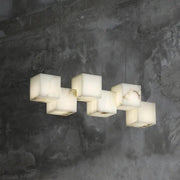Alabaster Cubic Rectangular Pendant Light