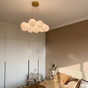Aspen 13 Alabaster Round Modern Dining Room Light Fixtures, Living Room Chandeliers