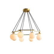 Miira Alabaster Round Modern Dining Room Light Fixtures, Living Room Chandeliers