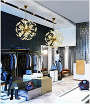 Golden Faceted Crystal Petal Dandelion Chandelier 24