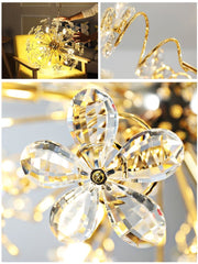 Golden Faceted Crystal Petal Dandelion Chandelier 24