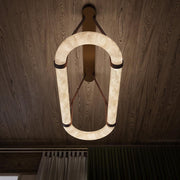 Alabaster Round Leather Chandelier