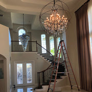 Odeon Spiral Tiered/ Layered Crystal Fringe Living Room Chandelier Light