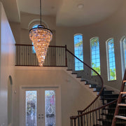 Odeon Spiral Tiered/ Layered Crystal Fringe Living Room Chandelier Light
