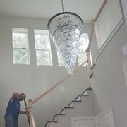 Odeon Spiral Tiered/ Layered Crystal Fringe Living Room Chandelier Light