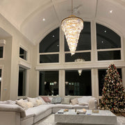 Odeon Spiral Tiered/ Layered Crystal Fringe Living Room Chandelier Light