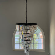 Odeon Spiral Tiered/ Layered Crystal Fringe Living Room Chandelier Light