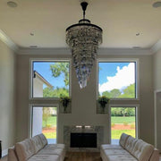 Odeon Spiral Tiered/ Layered Crystal Fringe Living Room Chandelier Light