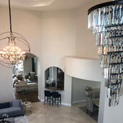 Odeon Spiral Tiered/ Layered Crystal Fringe Living Room Chandelier Light