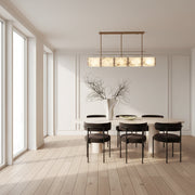 Vintage Alabaster & Gold Long Chandelier
