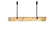 Vintage Alabaster & Gold Long Chandelier
