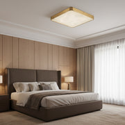 Square Alabaster Flush Mount Ceiling Light Fixture