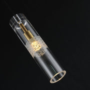 Postmodern Glass Crystal Tube Brass Pendant Height 14