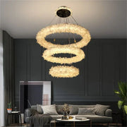 (24+36+48) Inch 3 Tiers Modern Geode Quartz Crystal LED Ring Chandelier
