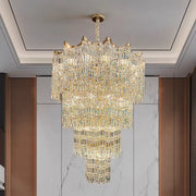 Extra Large Luxury Multi-tiered Crystal Chandelier in Gold Finish for Foyer/Staircase