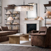 1920s Odeon Crystal Round Chandelier Brass 32