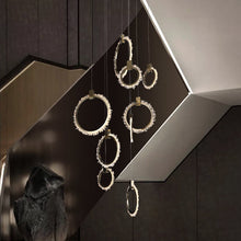 Load image into Gallery viewer, Mamie Rock Crystal 12 Rings Staircase Chandelier, Interior Decoration Chandelier